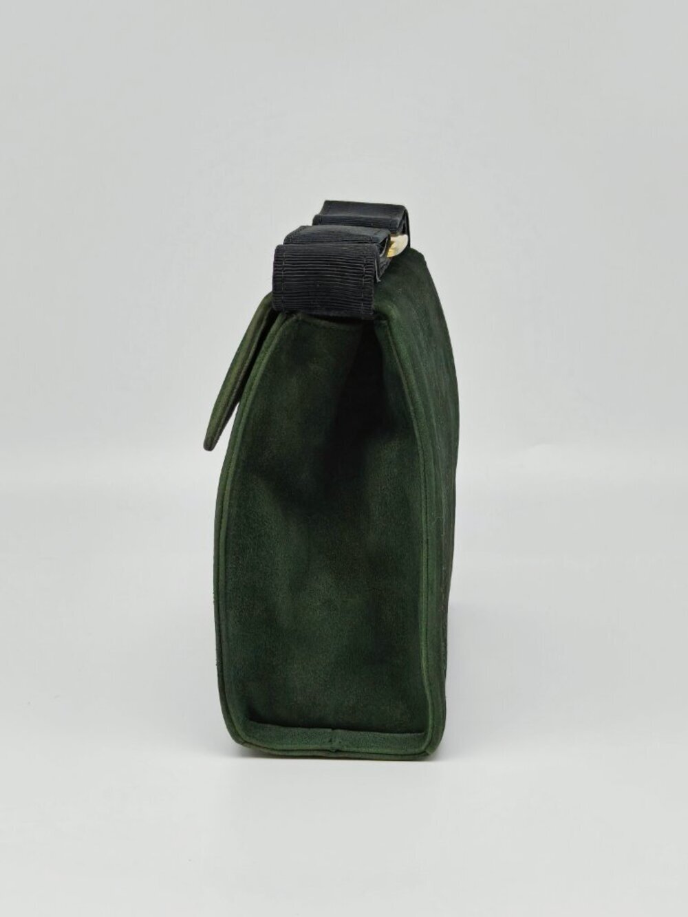 Salvatore Ferragamo Green Suede Crossbody Bag Vara Bow Mini Flap - Picture 9 of 13